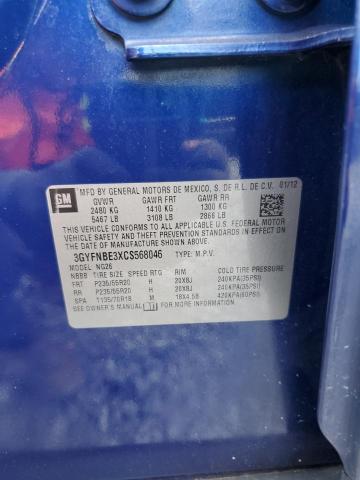 3GYFNBE3XCS568046 - 2012 CADILLAC SRX PERFORMANCE COLLECTION Niebieski zdjęcie 13