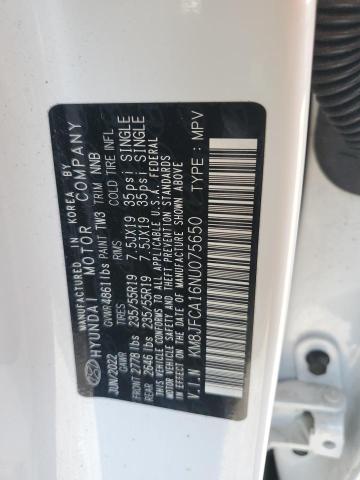 KM8JFCA16NU075650 - 2022 HYUNDAI TUCSON SEL CONVENIENCE 白色 照片 13