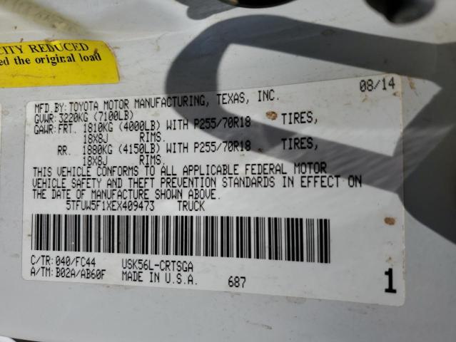 5TFUW5F1XEX409473 - 2014 TOYOTA TUNDRA DOUBLE CAB SR/SR5 WHITE photo 12