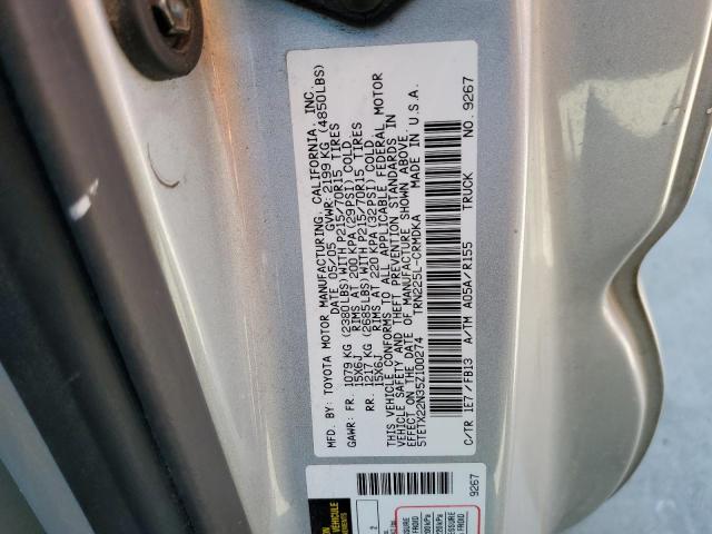 5TETX22N35Z100274 - 2005 TOYOTA TACOMA ACCESS CAB ვერცხლისფერი ფოტო 12