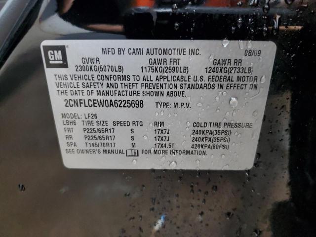 2CNFLCEW0A6225698 - 2010 CHEVROLET EQUINOX LS BLACK photo 13