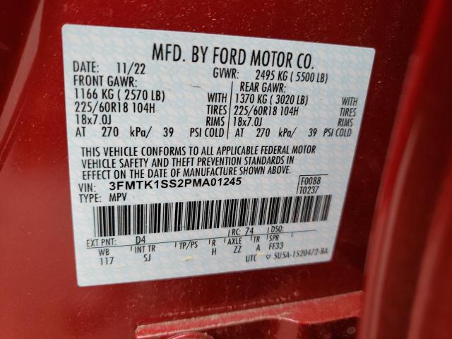 3FMTK1SS2PMA01245 - 2023 FORD MUSTANG MA SELECT RED photo 12