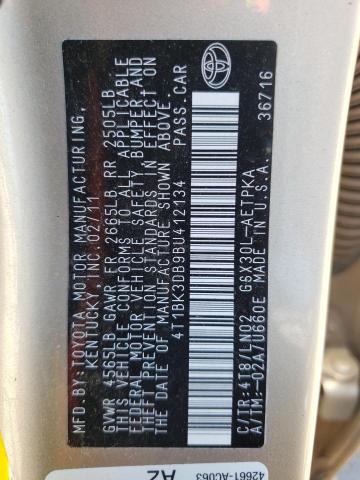 4T1BK3DB9BU412134 - 2011 TOYOTA AVALON BASE 金色 照片 13