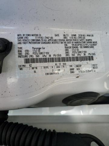 1FADP5CU1FL123697 - 2015 FORD C-MAX PREMIUM SEL WHITE photo 12