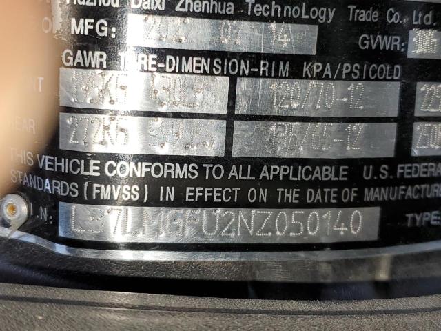 L37LMGFU2NZ050140 - 2022 DAIX SCOOTER 红色 照片 10