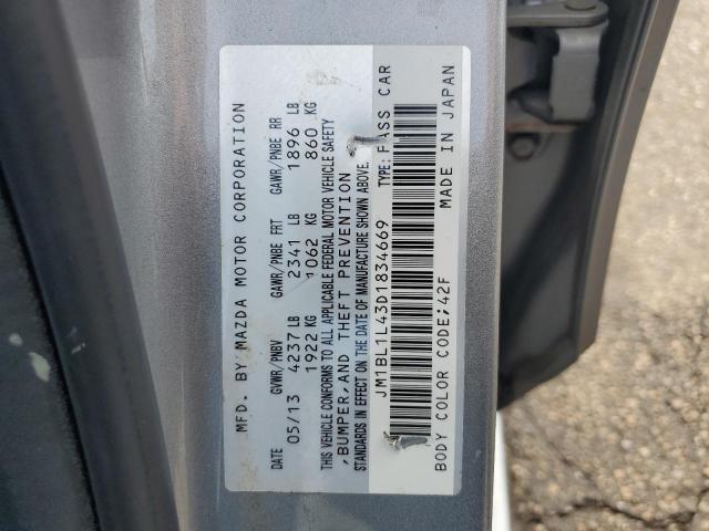 JM1BL1L43D1834669 - 2013 MAZDA SPEED 3 SILVER photo 12