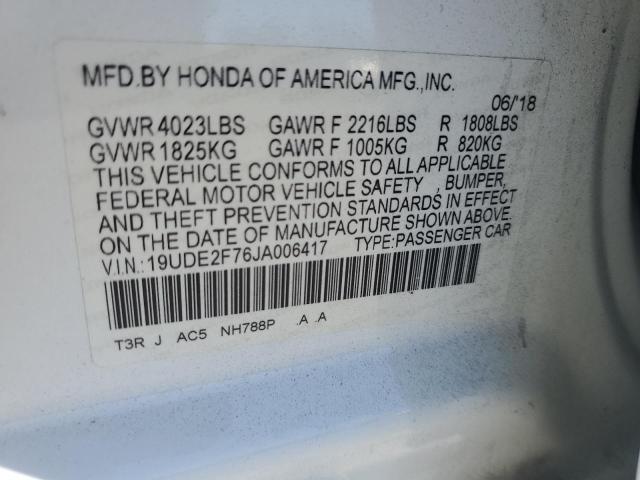 19UDE2F76JA006417 - 2018 ACURA ILX PREMIUM WHITE photo 12