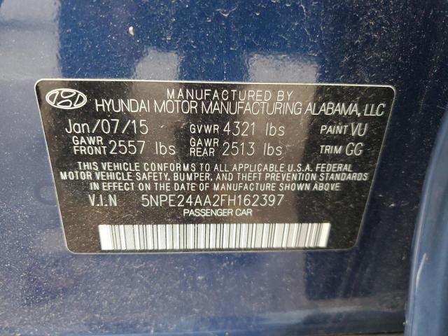 5NPE24AA2FH162397 - 2015 HYUNDAI SONATA ECO BLUE photo 12