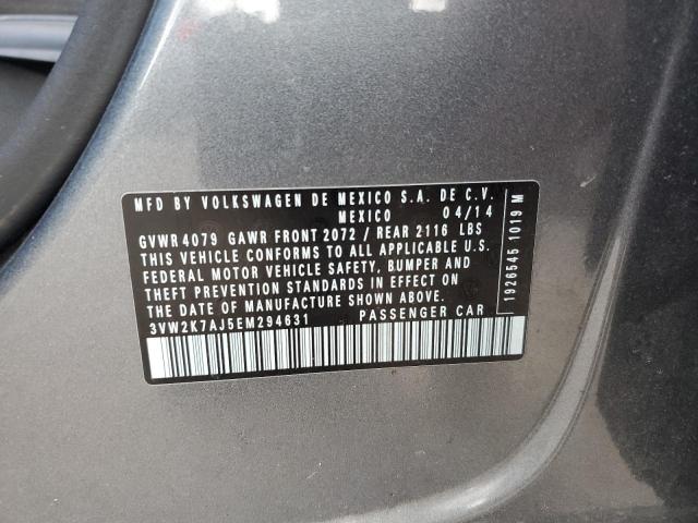 3VW2K7AJ5EM294631 - 2014 VOLKSWAGEN JETTA BASE 灰色 照片 12