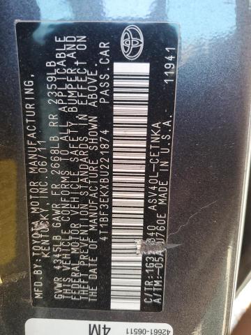 4T1BF3EKXBU221874 - 2011 TOYOTA CAMRY BASE გრაფიტი ფოტო 13