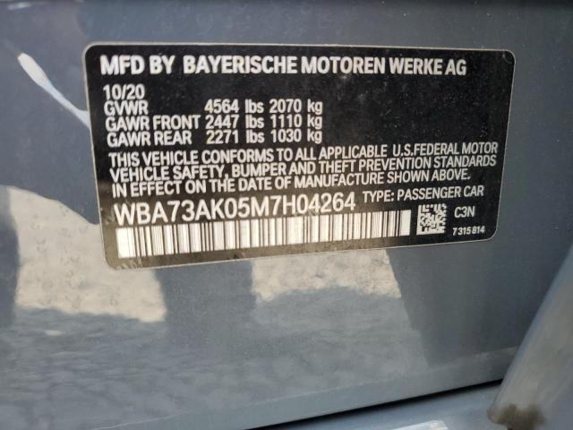 WBA73AK05M7H04264 - 2021 BMW 228XI GRAY photo 12