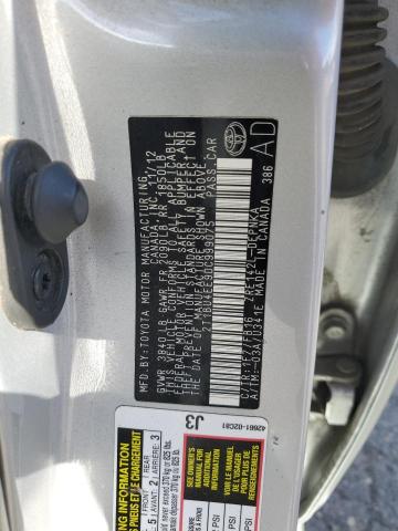 2T1BU4EE9DC999075 - 2013 TOYOTA COROLLA BASE ვერცხლისფერი ფოტო 12