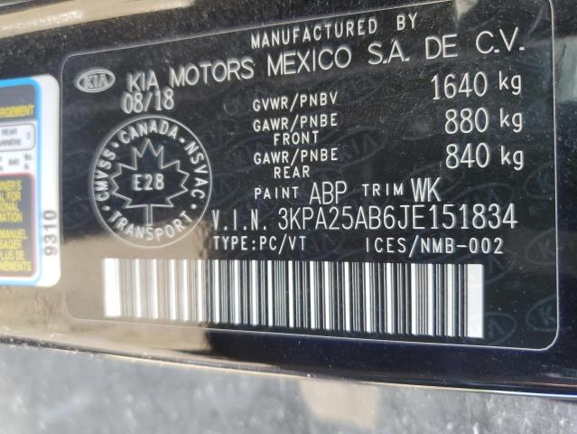 3KPA25AB6JE151834 - 2018 KIA RIO LX BLACK photo 13