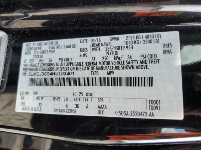 5LMCJ3C94HUL03401 - 2017 LINCOLN MKC RESERVE BLACK photo 12