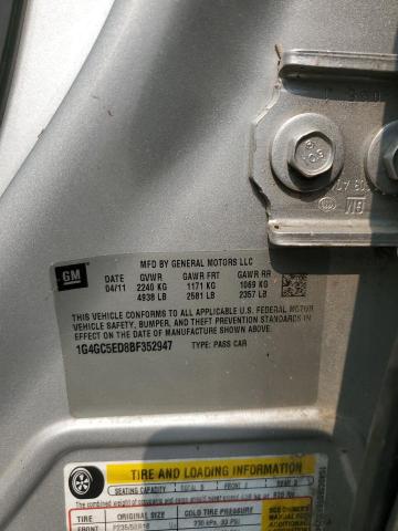 1G4GC5ED8BF352947 - 2011 BUICK LACROSSE CXL فضي صورة 12