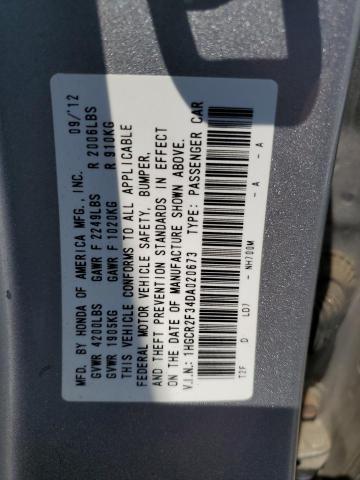 1HGCR2F34DA020673 - 2013 HONDA ACCORD LX SILVER photo 12