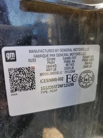 1G1ZD5ST2NF110299 - 2022 CHEVROLET MALIBU LT BLACK photo 12