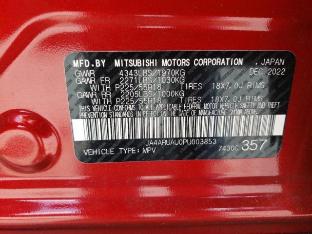 JA4ARUAU0PU003853 - 2023 MITSUBISHI OUTLANDER S/SE RED photo 13