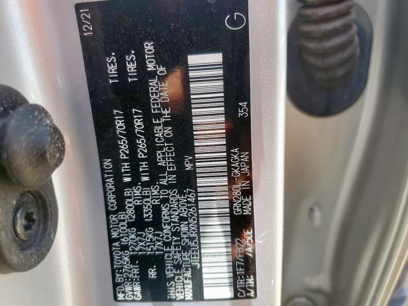 JTEEU5JRXN5261467 - 2022 TOYOTA 4RUNNER SR5 SILVER photo 13