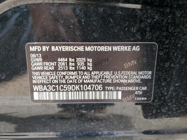 WBA3C1C59DK104706 - 2013 BMW 328 I SULEV BLACK photo 12