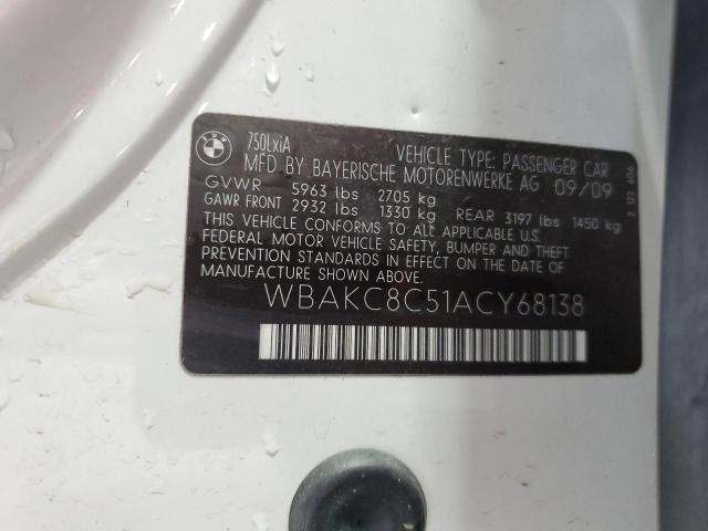 WBAKC8C51ACY68138 - 2010 BMW 750 LI XDRIVE WHITE photo 12