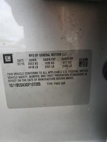 1G11B5SA3GF107285 - 2016 CHEVROLET MALIBU LIM LS SILVER photo 10