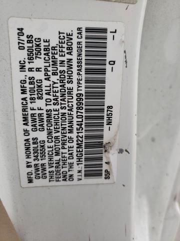 1HGEM22154L078999 - 2004 HONDA CIVIC DX VP Weiß Foto 13