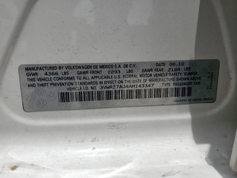 3VWRZ7AJ4AM143347 - 2010 VOLKSWAGEN JETTA SE Weiß Foto 13
