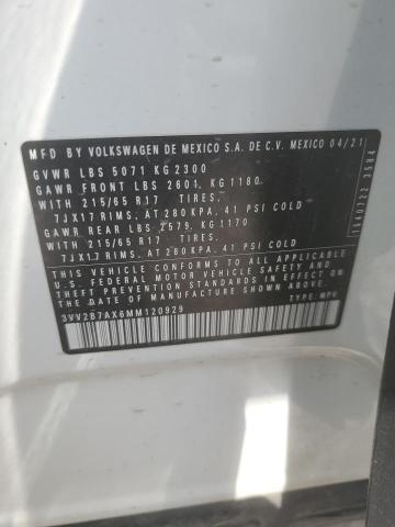 3VV2B7AX6MM120929 - 2021 VOLKSWAGEN TIGUAN SE Ақ фото 13
