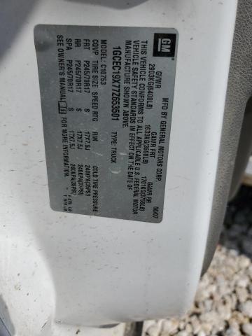 1GCEC19X77Z653501 - 2007 CHEVROLET SILVERADO C1500 CLASSIC Ağ foto 12