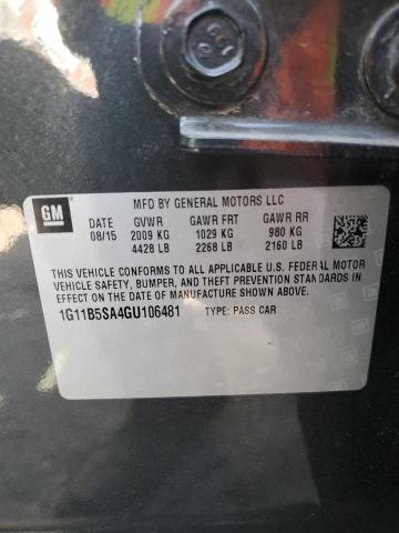 1G11B5SA4GU106481 - 2016 CHEVROLET MALIBU LIM LS CHARCOAL photo 13