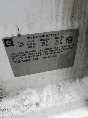 1G1JA5SH3C4118986 - 2012 CHEVROLET SONIC LS 白色 照片 12