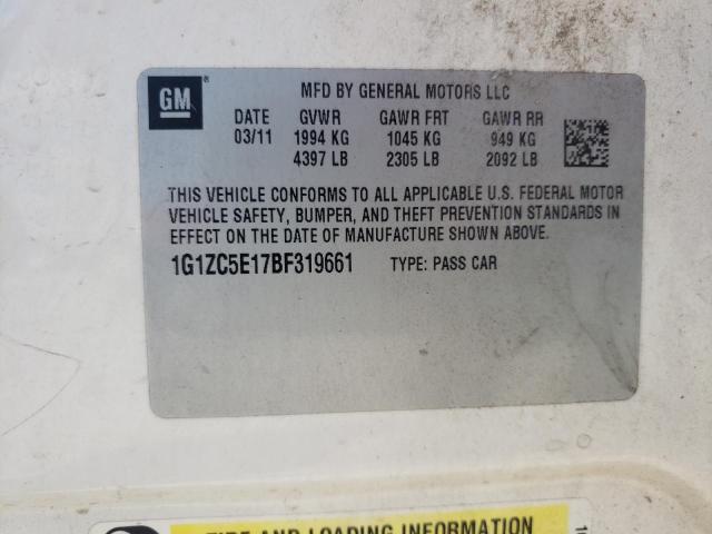 1G1ZC5E17BF319661 - 2011 CHEVROLET MALIBU 1LT 白色 照片 12