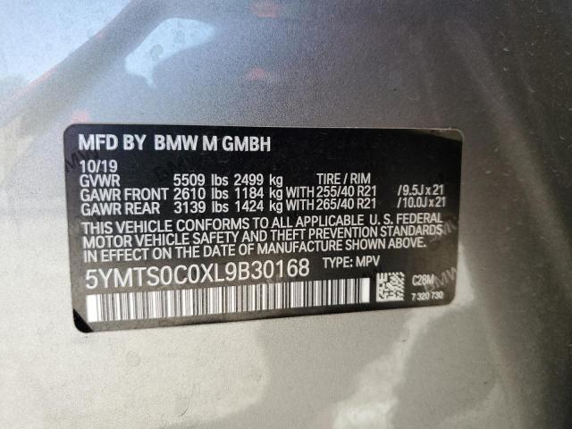5YMTS0C0XL9B30168 - 2020 BMW X3 M COMPETITION GRAY photo 13