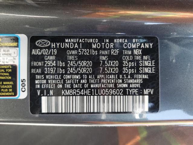 KM8R54HE1LU059602 - 2020 HYUNDAI PALISADE LIMITED GRAY photo 14