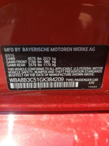 WBA8B3C51GK384209 - 2016 BMW 340 I RED photo 12