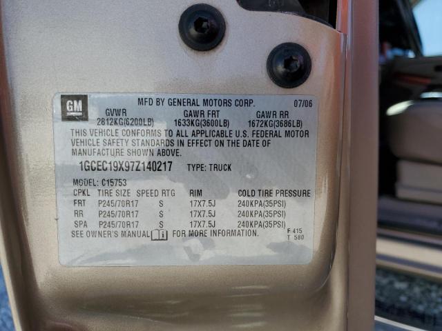 1GCEC19X97Z140217 - 2007 CHEVROLET SILVERADO C1500 CLASSIC GOLD photo 12