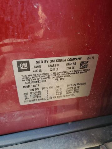 KL4CJFSB3FB215035 - 2015 BUICK ENCORE CONVENIENCE 红色 照片 13
