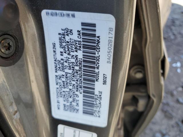 4T1BE32K92U580821 - 2002 TOYOTA CAMRY LE GRAY photo 12
