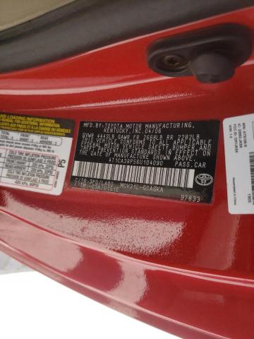 4T1CA38P56U104090 - 2006 TOYOTA CAMRY SOLA SE RED photo 10