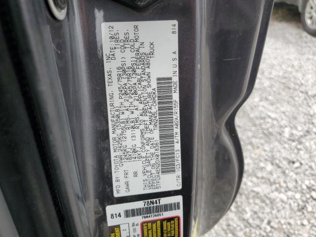 5TFUX4EN2DX018361 - 2013 TOYOTA TACOMA ACCESS CAB ნაცრისფერი ფოტო 12