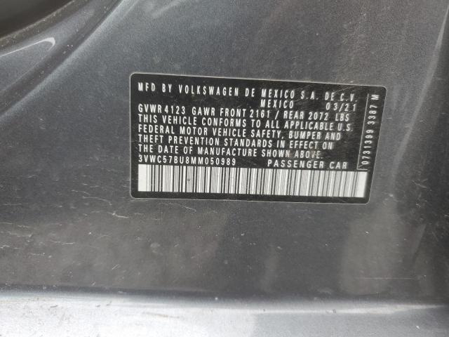 3VWC57BU8MM050989 - 2021 VOLKSWAGEN JETTA S GRAY photo 12