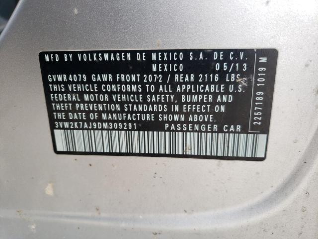 3VW2K7AJ9DM309291 - 2013 VOLKSWAGEN JETTA BASE Silber Foto 12