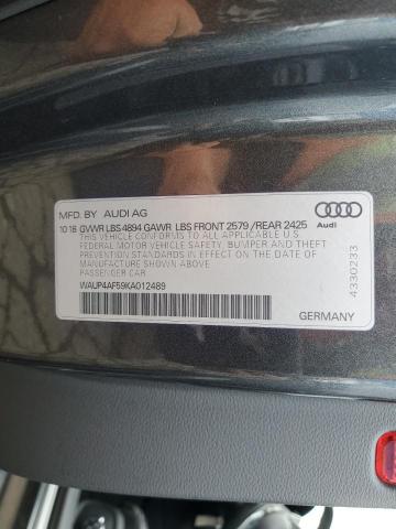WAUP4AF59KA012489 - 2019 AUDI S5 PREMIUM PLUS GRAY photo 13