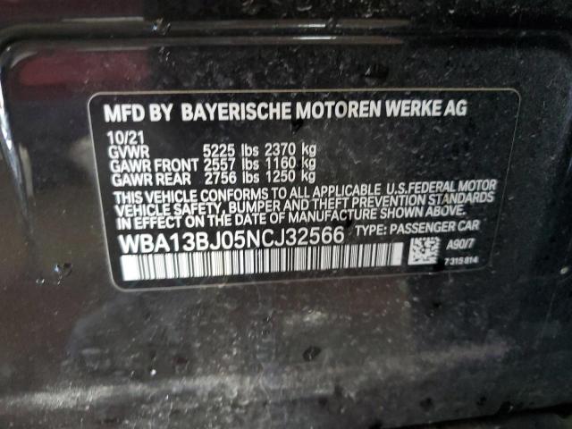 WBA13BJ05NCJ32566 - 2022 BMW 530 XI BLACK photo 13