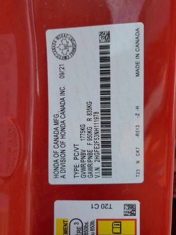 2HGFE2F53NH111978 - 2022 HONDA CIVIC SPORT RED photo 13