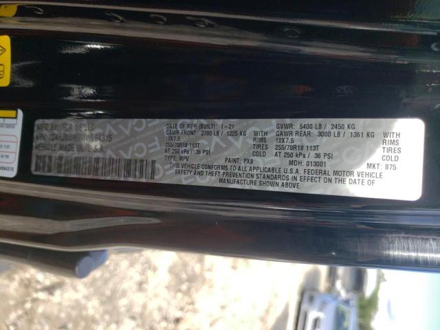 1C4HJXDN9MW664315 - 2021 JEEP WRANGLER U SPORT შავი ფოტო 10