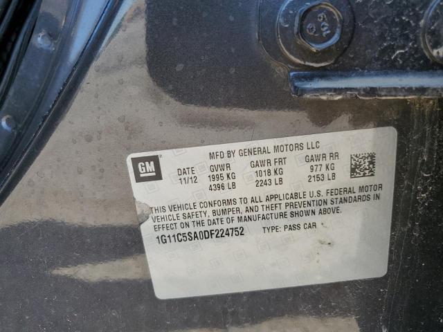 1G11C5SA0DF224752 - 2013 CHEVROLET MALIBU 1LT ნაცრისფერი ფოტო 10