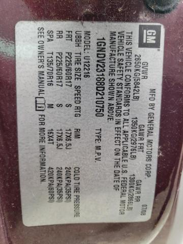 1GNDV23188D210750 - 2008 CHEVROLET UPLANDER LS BURGUNDY photo 13