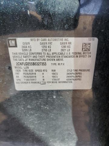 2CNFLGE55B6327353 - 2011 CHEVROLET EQUINOX LTZ CHARCOAL photo 12